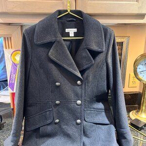 Gray Pea coat or Car Coat, size 10/12, Coldwater Creek In Gently Used Condition